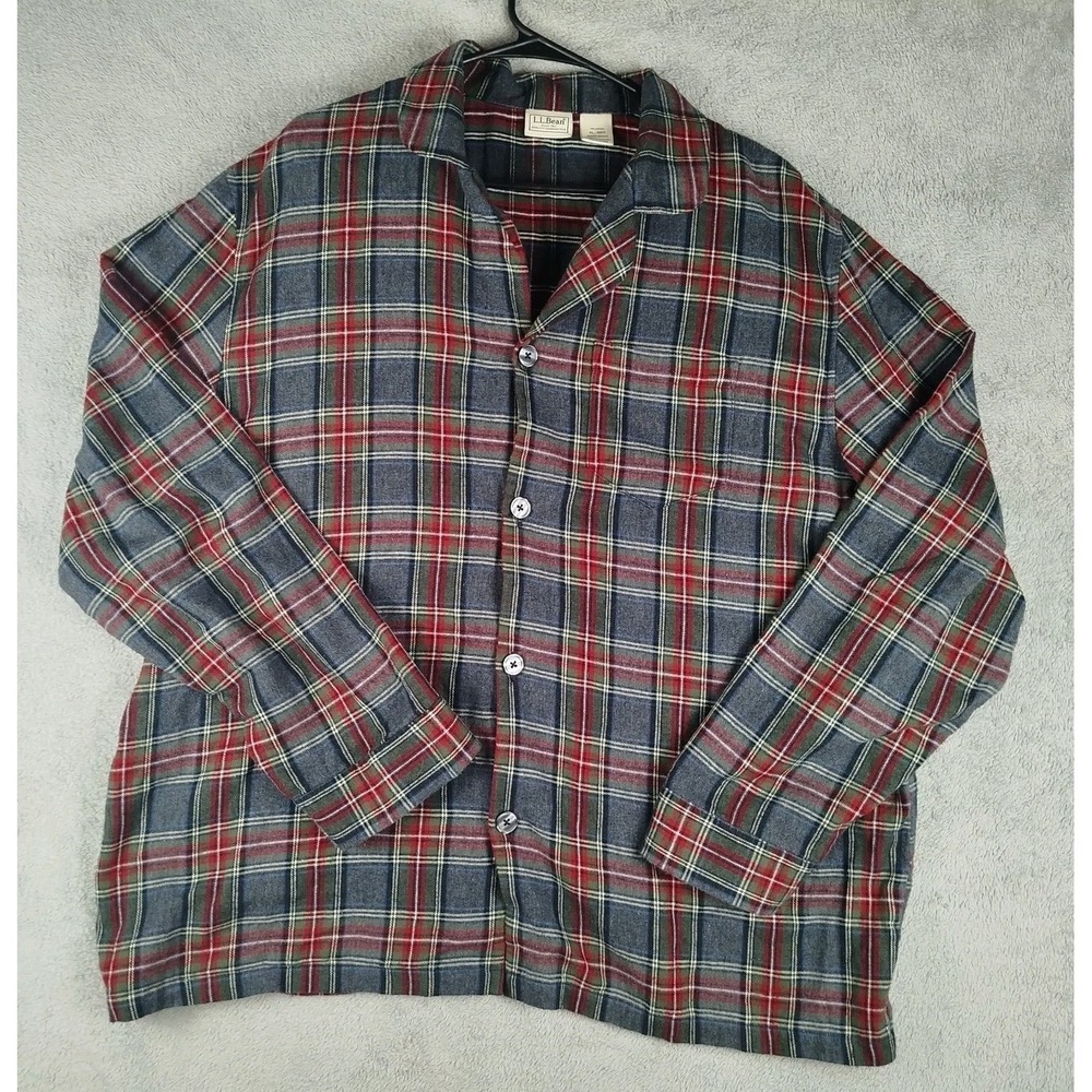 LL Bean VTG 80's Chamois Cloth Red Gray Flannel‎ Shirt Men's XL Plaid Warm Heavy
